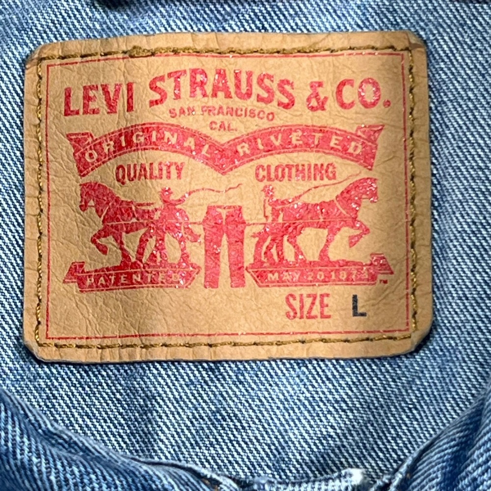 Levi Strauss & Co Denim Trucker Jacket Medium Wash Blue Mens Large 70507-0489 - Picture 3 of 13